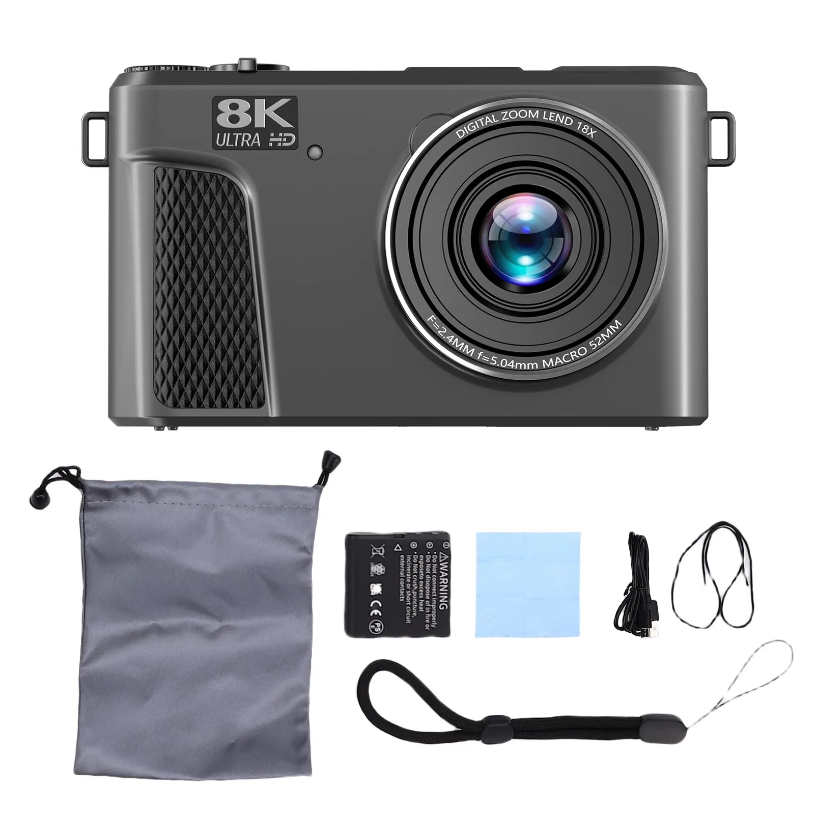 Digitale camera 8K 88MP 18x zoom Autofocus WiFi-reiscamera met 3 inch flip-scherm Meerdere filters Invullicht voor live