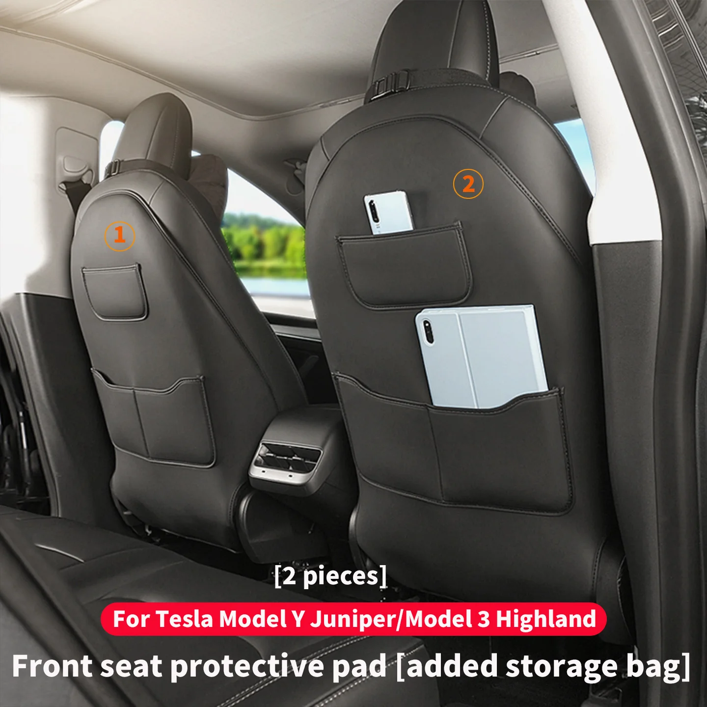 

For 2025-2026 Tesla Model Y Juniper/Model 3 Highland seat back protection pad, child anti step pad, backrest protection pad. 2ps