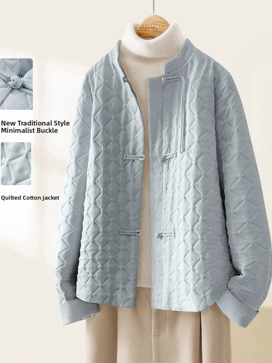 

Новое женское пальто из тонкого хлопка в китайском дизайне, зимнее теплое однотонное маленькое хлопковое пальто, свободная длинная све