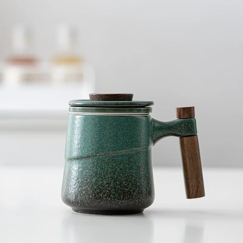 

European-Style Ceramic Mug Office Cup Men's Personal Tea Cup with Lid and Net Color PrintingogoWholesale