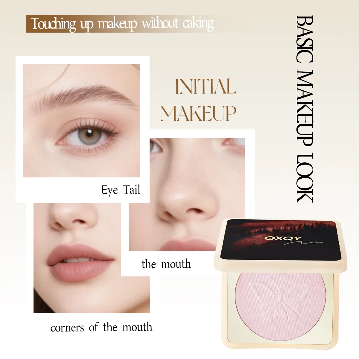 QXQY Oil Control Soft Focus Pressed Powder Matte Compact Lasting No Cakey Full Coverage Concealer Face Tightening Makeup