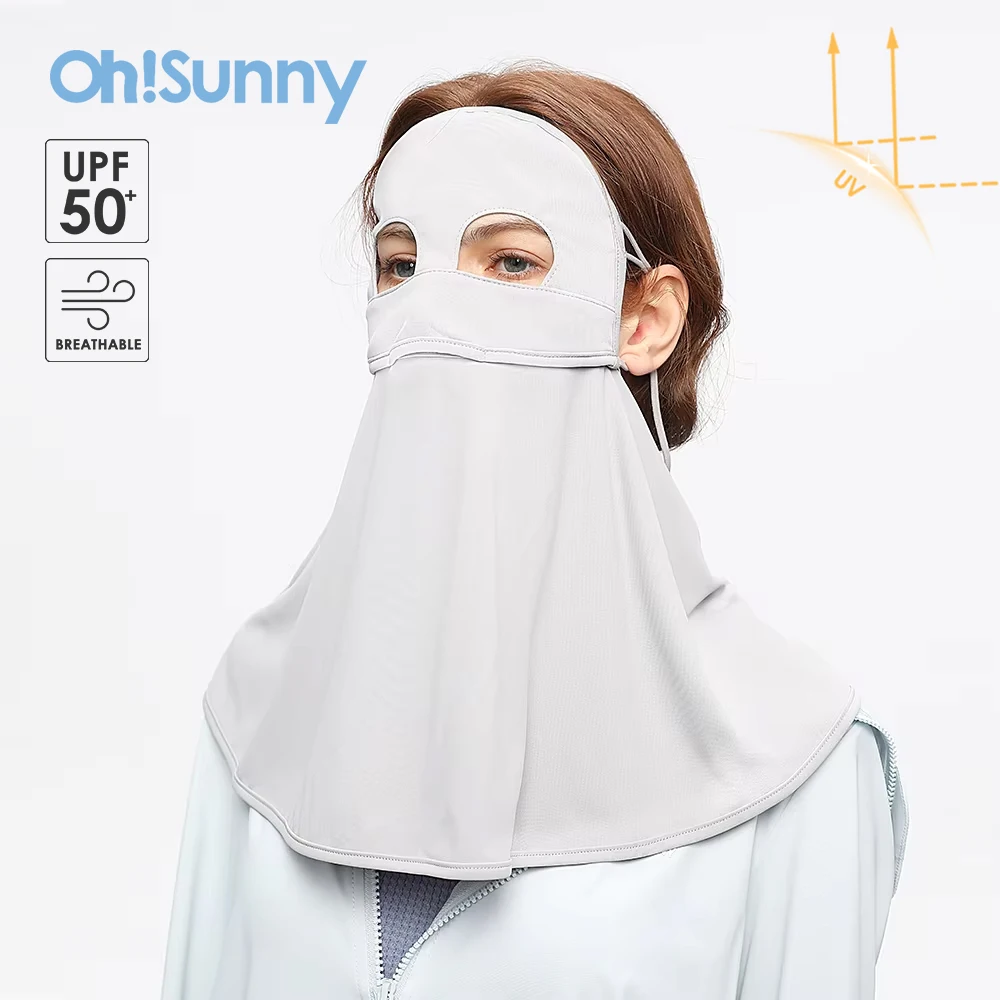 OhSunny Sun Protective Scarf for Woman Anti-UV UPF50+ Face Neck Shoulder Integrated Facial Cover 2024 Summer Breathable Mask