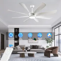 Ventilatore da soffitto moderno grande da 60 pollici con luce e telecomando 22W LED reversibile motore a corrente continua pale del ventilatore in ABS ventilatore da soffitto ad alto flusso d'aria