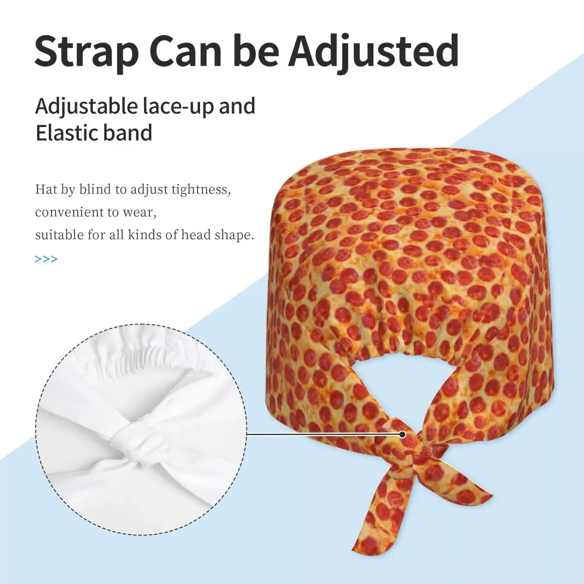 Realistic Pepperoni Pizza Pattern Scrub Hat Doctor Working Surgical Cap Men Women Adjustable Nursing Caps for Dentist