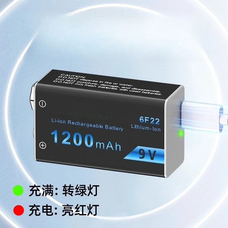 Rechargeable Battery 6F22 9V Micro USB Charging Batteries for Metal Detector Microphone Toy Multimeter 1200mAh 9V Battery