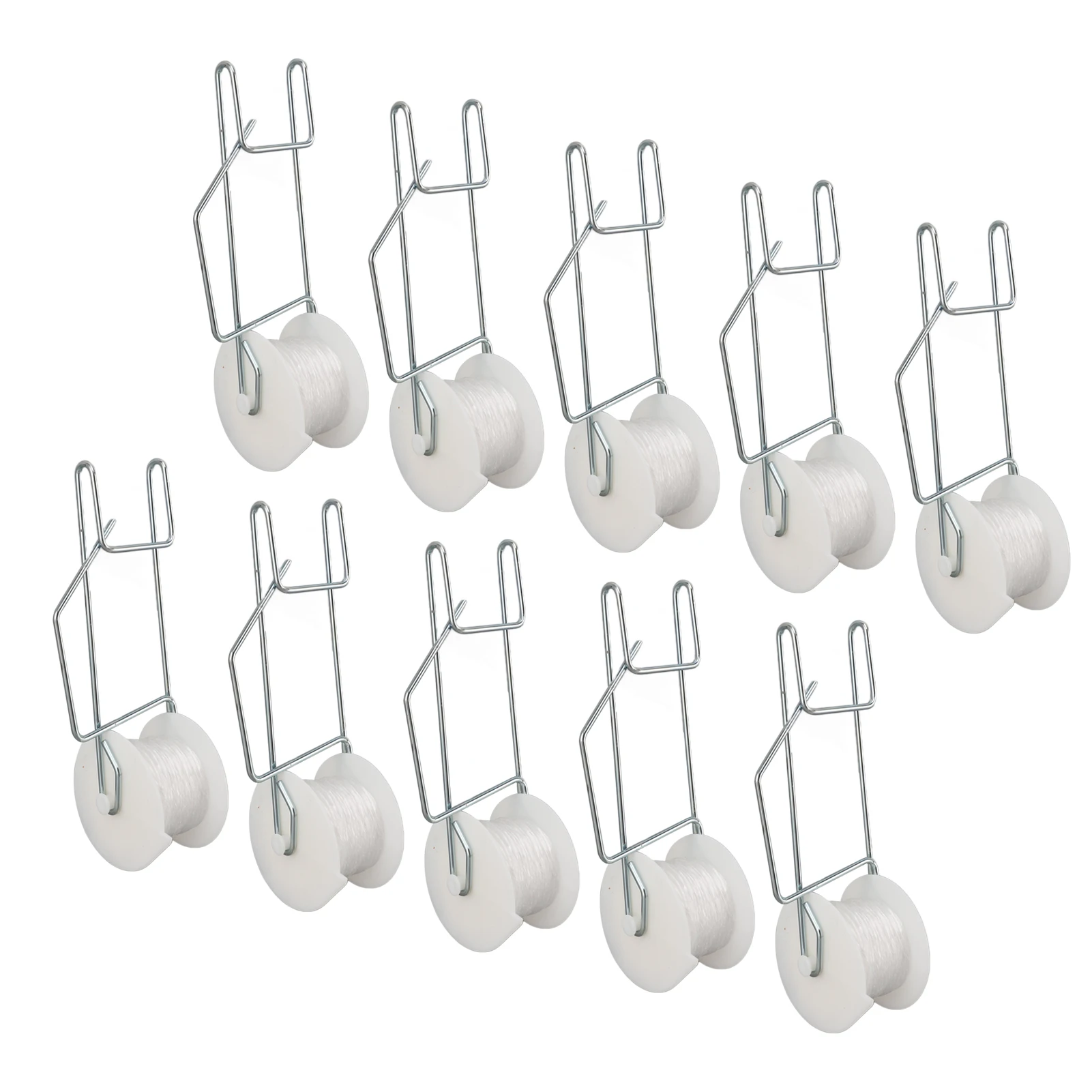 

Galvanized steel wire roller hook 10 pcs, PP heat resistant with 15m hemp rope, suitable for heavy duty plant vine support clip