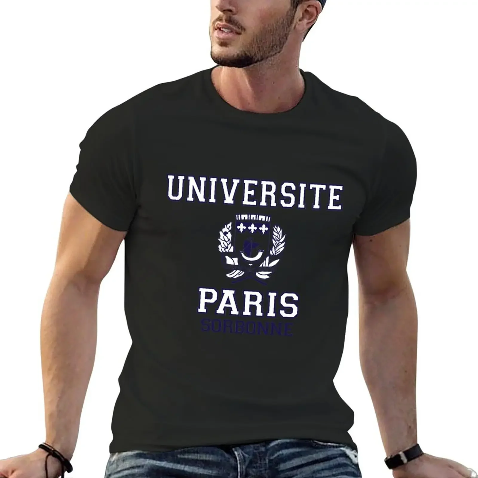 

Universite Paris La Sorbonne T-Shirt plain blue archive graphic t shirt vintage slim fit t shirts for men