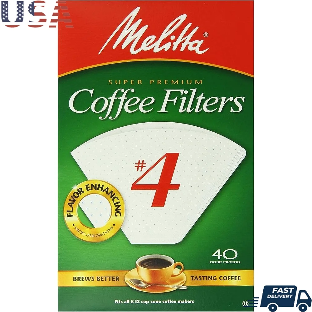 

Premium #4 Cone Coffee Filters 480 Count Drip Coffee Makers and Pour Over Brewing Microfine Perforations Double Crimped Design