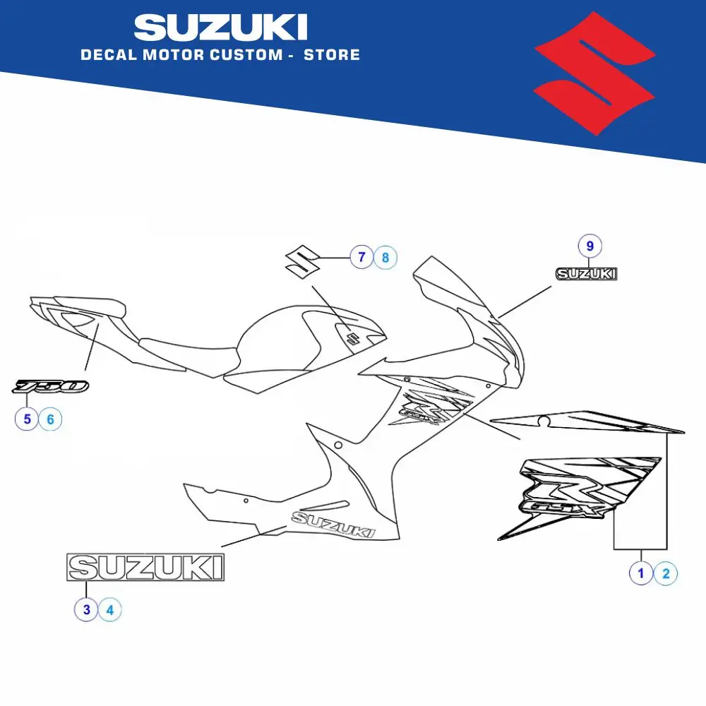 

Body decoration protection sticker motorcycle reflective decal for SUZUKI 2014 2015 GSXR750 GSX-R 750 GSXR750 2011-2023