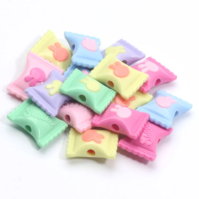 10Pcs Candy Colored Acrylic Loose Beads 17x21mm For DIY Jewelry Making Necklaces Earrings Jewelry Materials