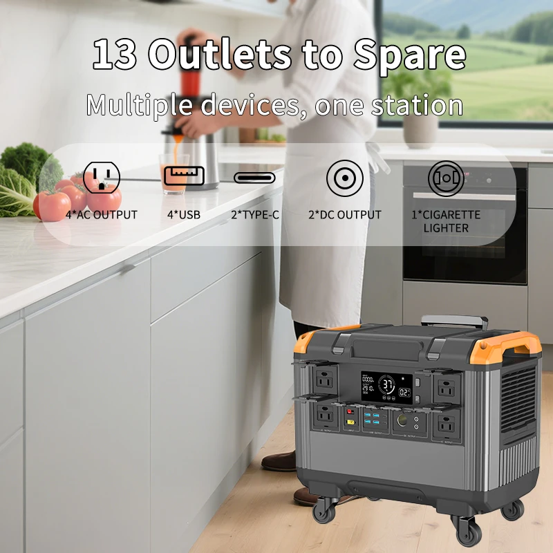 3000W Portable Power Station LiFePO4 Battery Backup Expandable Solar Generator Portable 2688Wh power generator Fast Charging