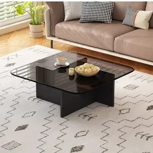 Light luxury modern minimalist square Italian tempered glass tea table, small living room household minimalist table