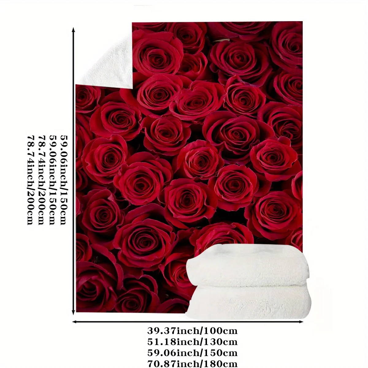1pc Red Rose HD Digital Printing Flannel Blanket, Soft And Warm Blanket - Suitable for Sofa, Office Chair, Bed, Outdoor Camping