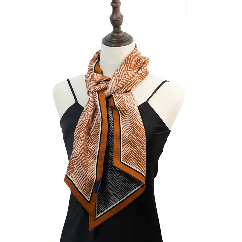 Multi Functional Women's Twill Printed Silk Scarf Ribbon, Scarf, Headband, Decorative Ribbon, Versatile Matching