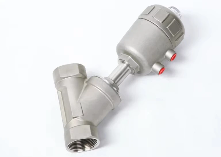 Valvola a sede angolare filettata femmina pneumatica in acciaio inossidabile 304 316 BSP NPT ad alta temperatura acqua gasolio vapore da 1,6 mpa