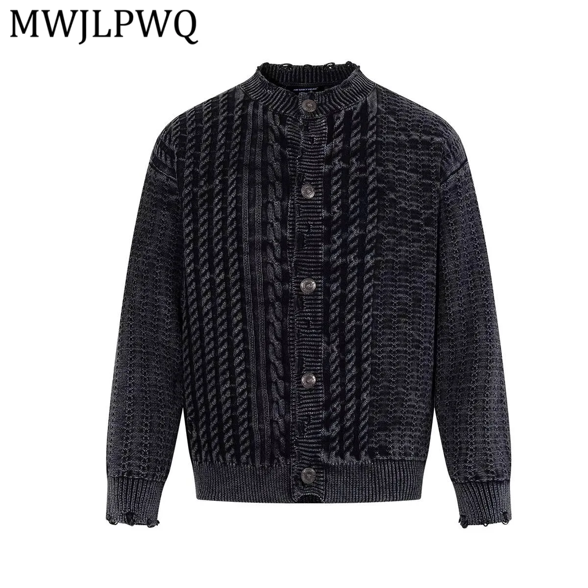 

Мужской зимний винтажный свитер премиум-класса MWJLPWQ, в американском стиле, с эффектом потертости, длинный рукав, трендовый весенний кардиган, трикотаж 21897