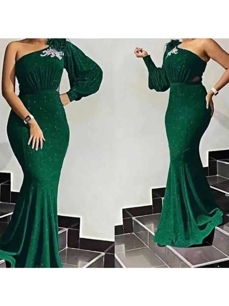 Dresses For Women 2024 Spring Autumn Africa Clothing Muslim Long Maxi Dress High Quality Fashion Sequins Dress For Lady