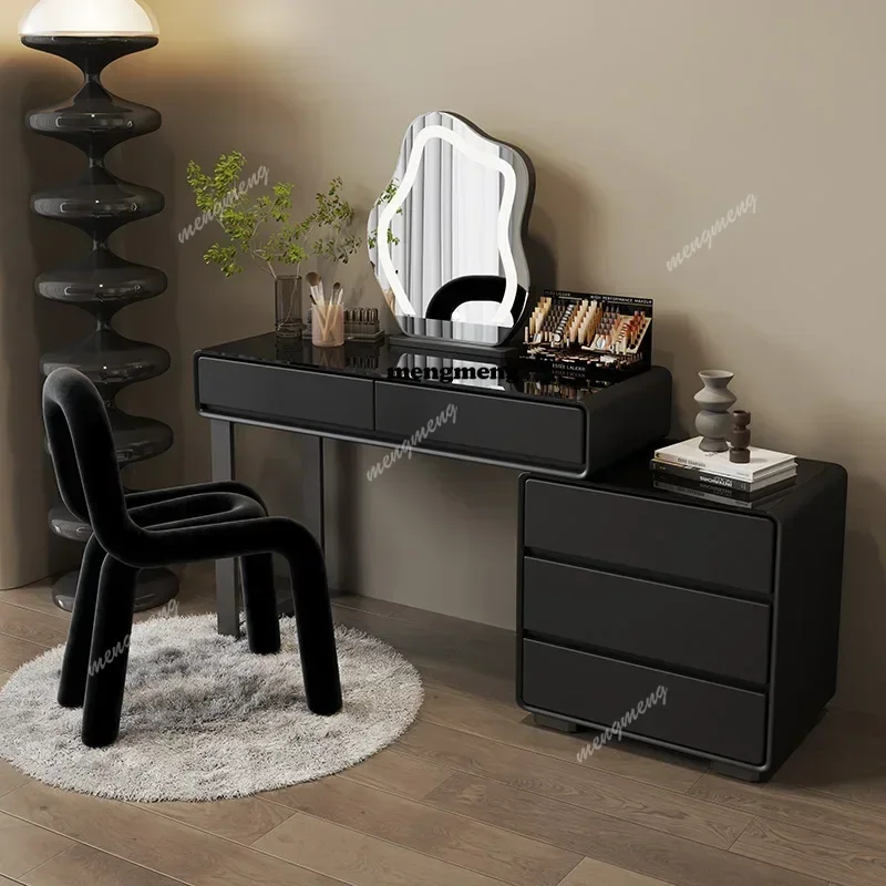 Luxury Modern Black Vanity Tables Storage Drawers Women Girls Mirror Dressers Makeup Set Tocador Con Espejo Furniture Bedroom