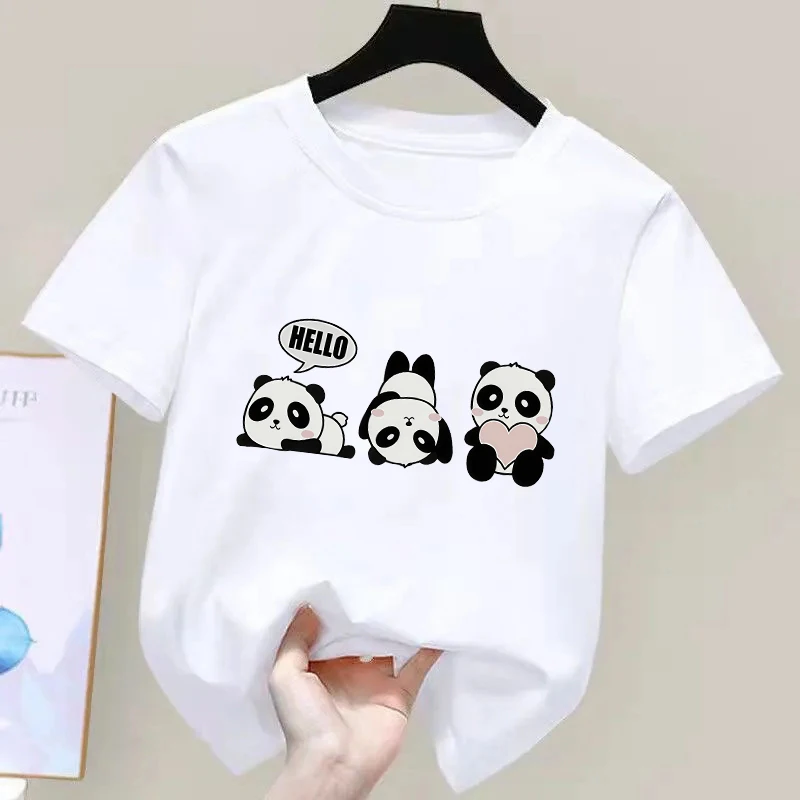 Short Sleeve Panda Funny T Shirts Animal Kids Children's T-shirt Boys Girls Summer Spring Casual Top Tee Shirt