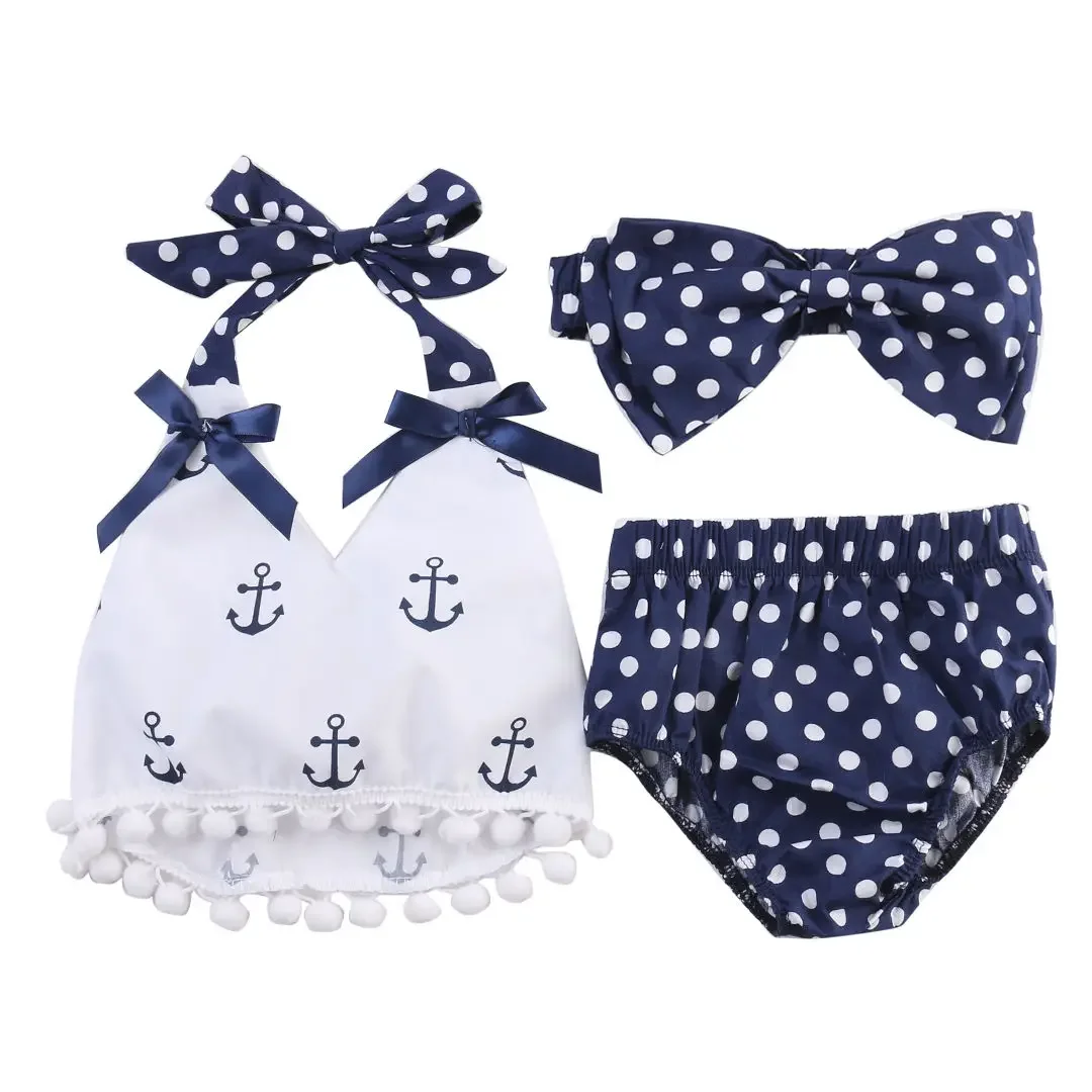 

Toddler Girls Anchors Polka Dot 3pcs Outfit Set