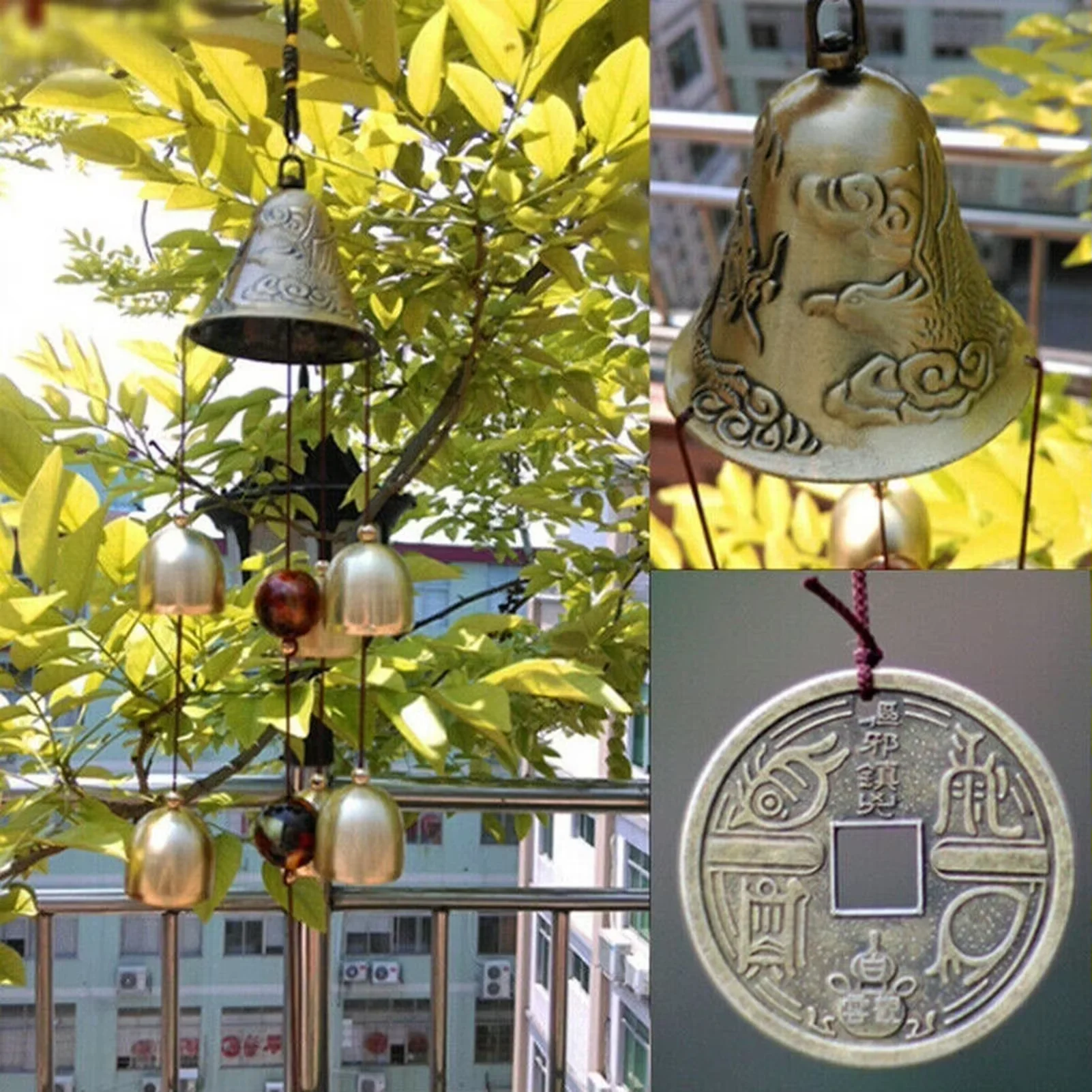 Lucky Copper Alloy Dragon Shaped Metal Wind Chime Home Store Decoration Gift balcony Decoration Outdoor Courtyard Decoration