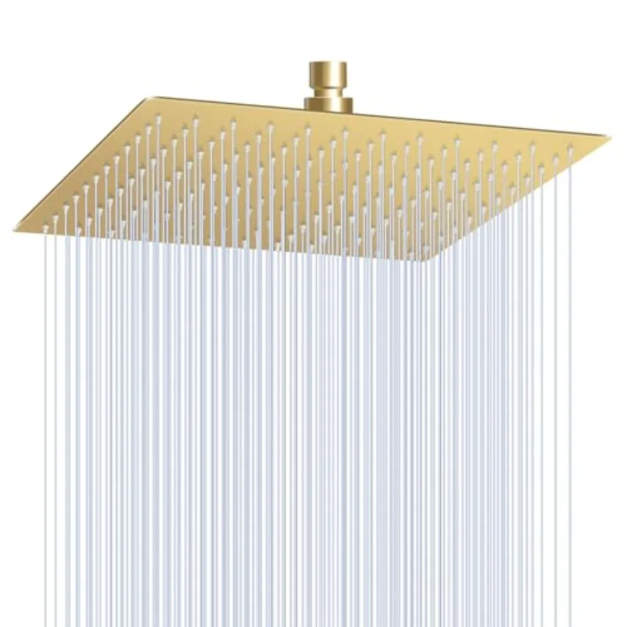 

Rain Shower Head - All Metal 304 Stainless Steel, Full Body Waterfall Shower with 144 Silicone Nozzles - Showerheads Ceilg or W