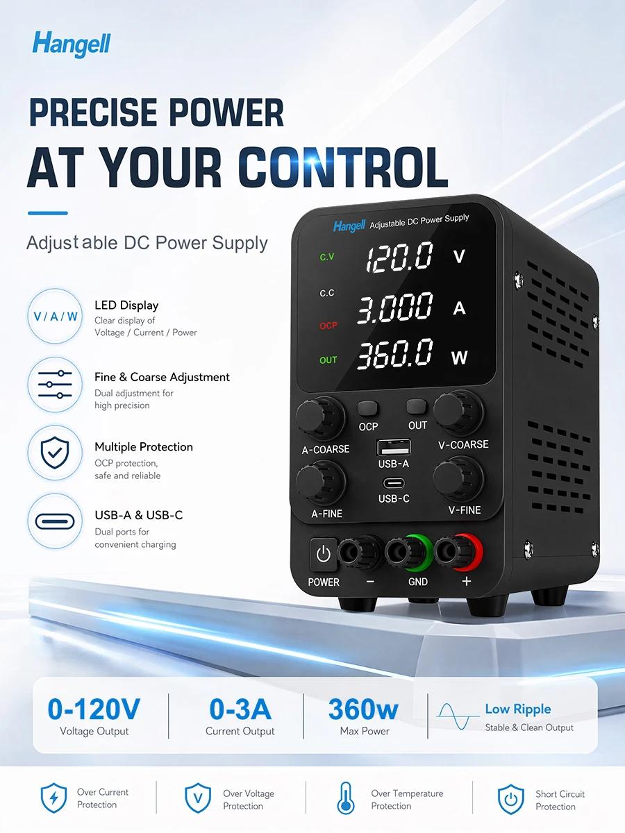 DC Laboratory Power Supply 120V3A Adjustable Variable Bench Power Supply Precision Voltage Current Regulator