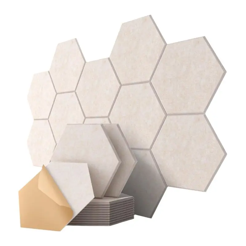 ABRN-Hexagon Acoustic Sound Panels, 12 Pack, 12X10 Inch Self-Adhesive Wall Tiles For Soundproofing In Studio And Office A
