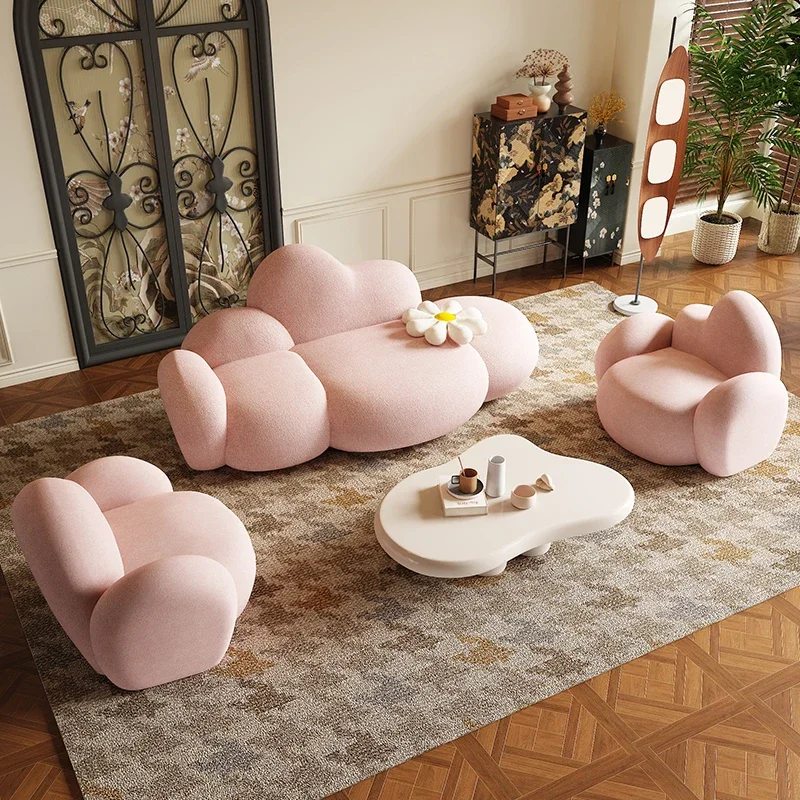 

Cream Wind Modern Sofas Light Luxury Cute Living Room Leisure High Quality Sofas Comfortable Unusual Muebles Home Furniture