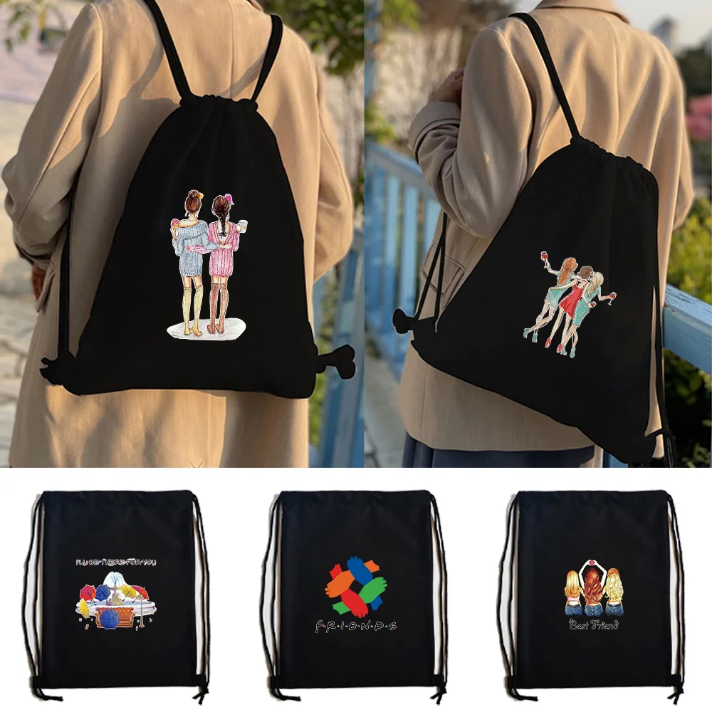 Sport Gym Bag Drawstring Sack Sport Fitness Travel Outdoor Backpack Shopping Bags Friends Printed Swimming Basketball Yoga Bags