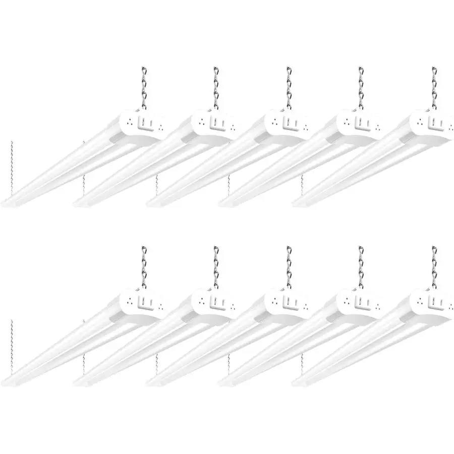 

10 Pack 4FT Linkable LED Utility Light Fixture, 4400lm, 42W, 5000K Daylight for Workshop, Garage, Hanging or Surface Mount, with