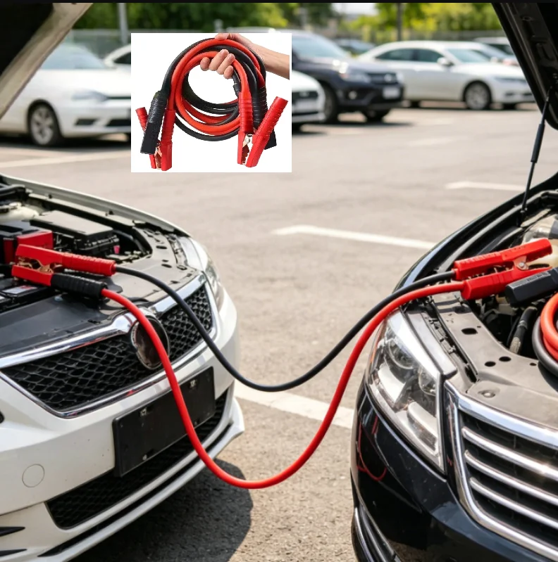 4-meter Automotive Battery Booster Cord, Premium Copper Connecting Wire, Gauge Jump Cable, Solid Car Emergency Jump Starter Tool