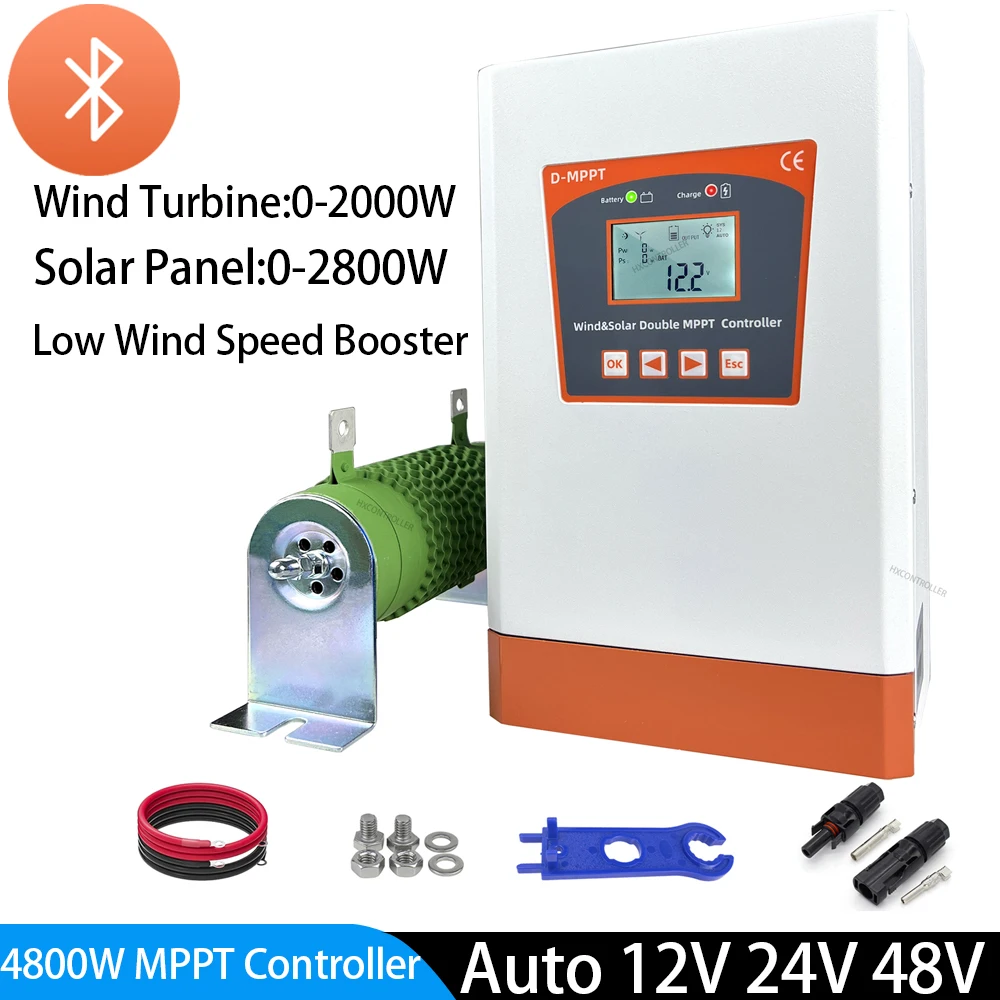 

2000W 2800W 4000W 4800W MPPT Hybrid Wind Solar System Charge Controller With Bluetooth Monitor For 12V 24V 48V Lithium GEL