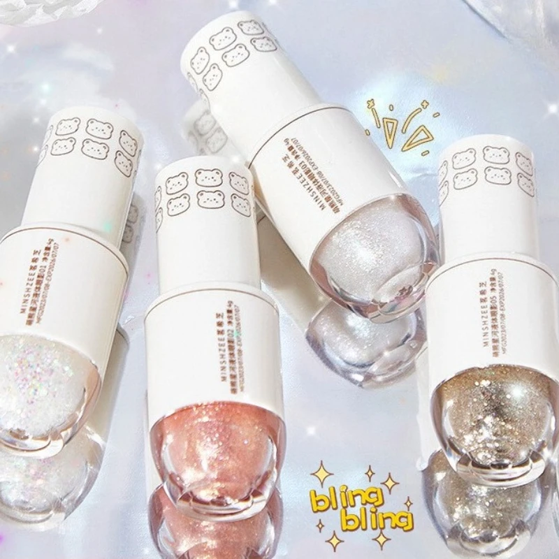 1 unidad de sombra de ojos líquida, bola de bolos, sombra de ojos líquida en forma de lágrima, maquillaje de ojos, gusano de seda tumbado, perla, brillo súper brillante, brillo fino