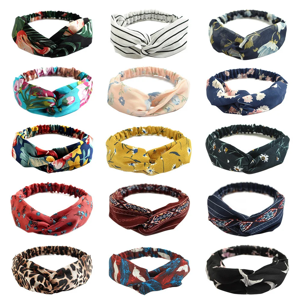 2021 Fashion Women Summer Style Headband Bohemian Girl Cross Turban Bandage Bandanas Hairbands Hair Accessories scrunchie nnatbe