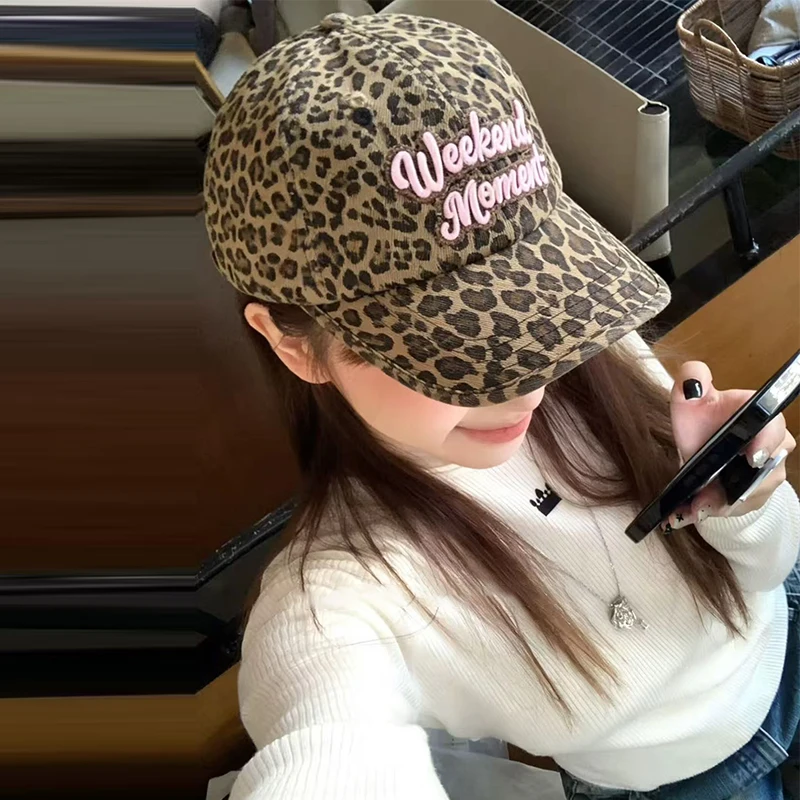 Y2K Retro Leopard Print Fisherman Hat Baseball Cap Adjustable Sun Hat Casual Sun Hat Trendy Fashionable Outfit With Pink Slogan