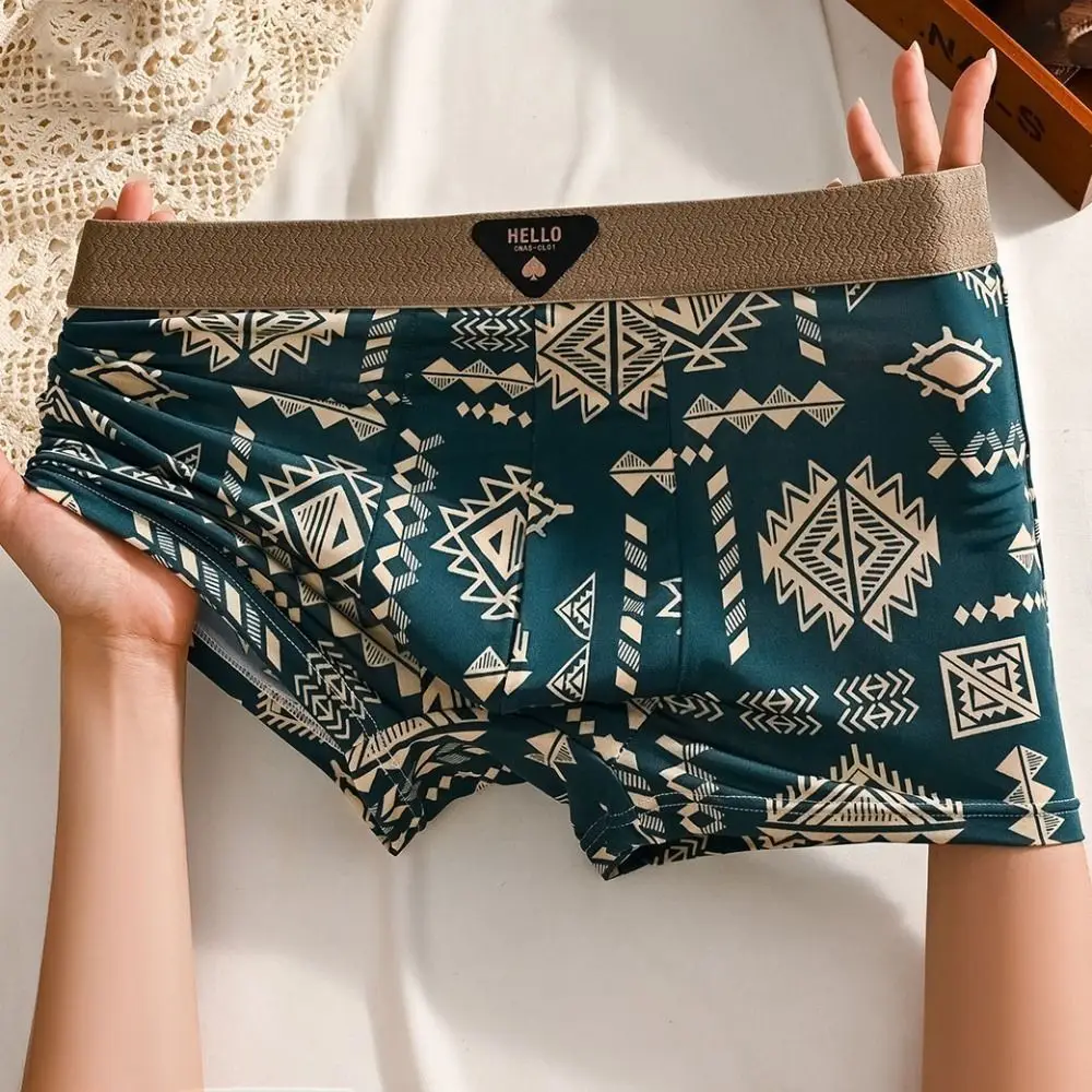 

5 шт., удобные мужские трусы-боксеры больших размеров, эластичное нижнее белье со средней талией для мужчин, бесшовное нижнее белье, мужские трусы с принтом