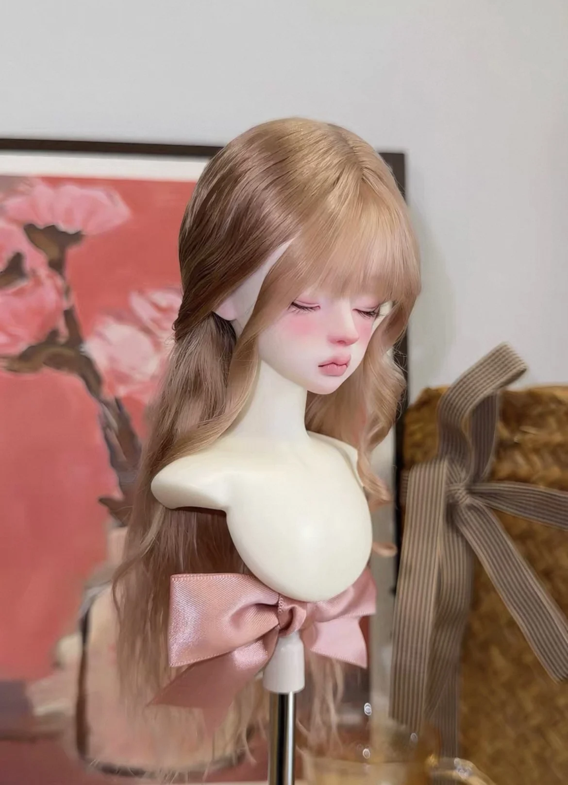 Hair for doll hard shell wig nice brown 1/3 1/4 1/6 BJD wig free shipping