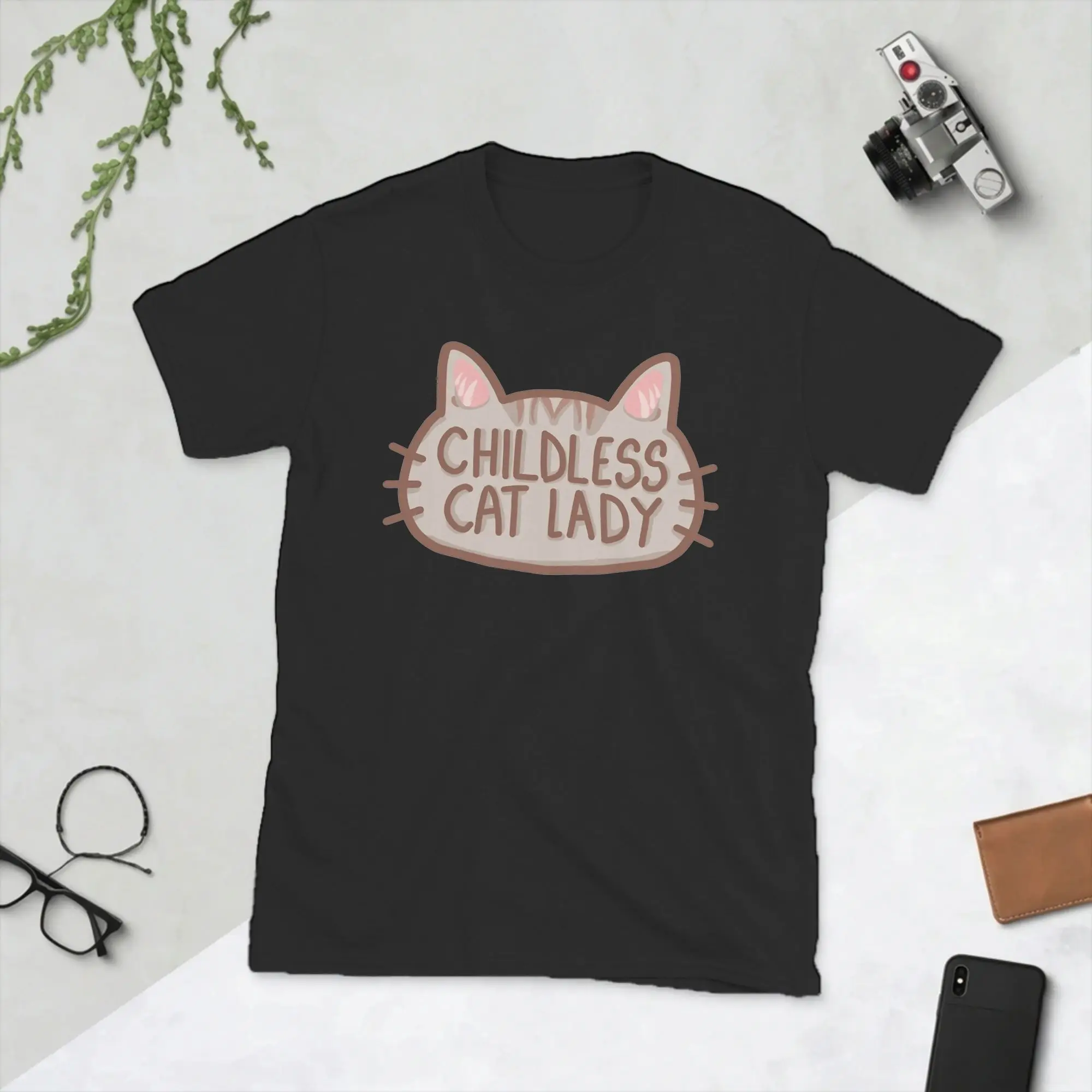Childless Cat Lady T Shirt Men's  Cotton Novelty T-Shirt Round Collar  Tee Shirt Short Sleeve Clothing 4XL 5XL