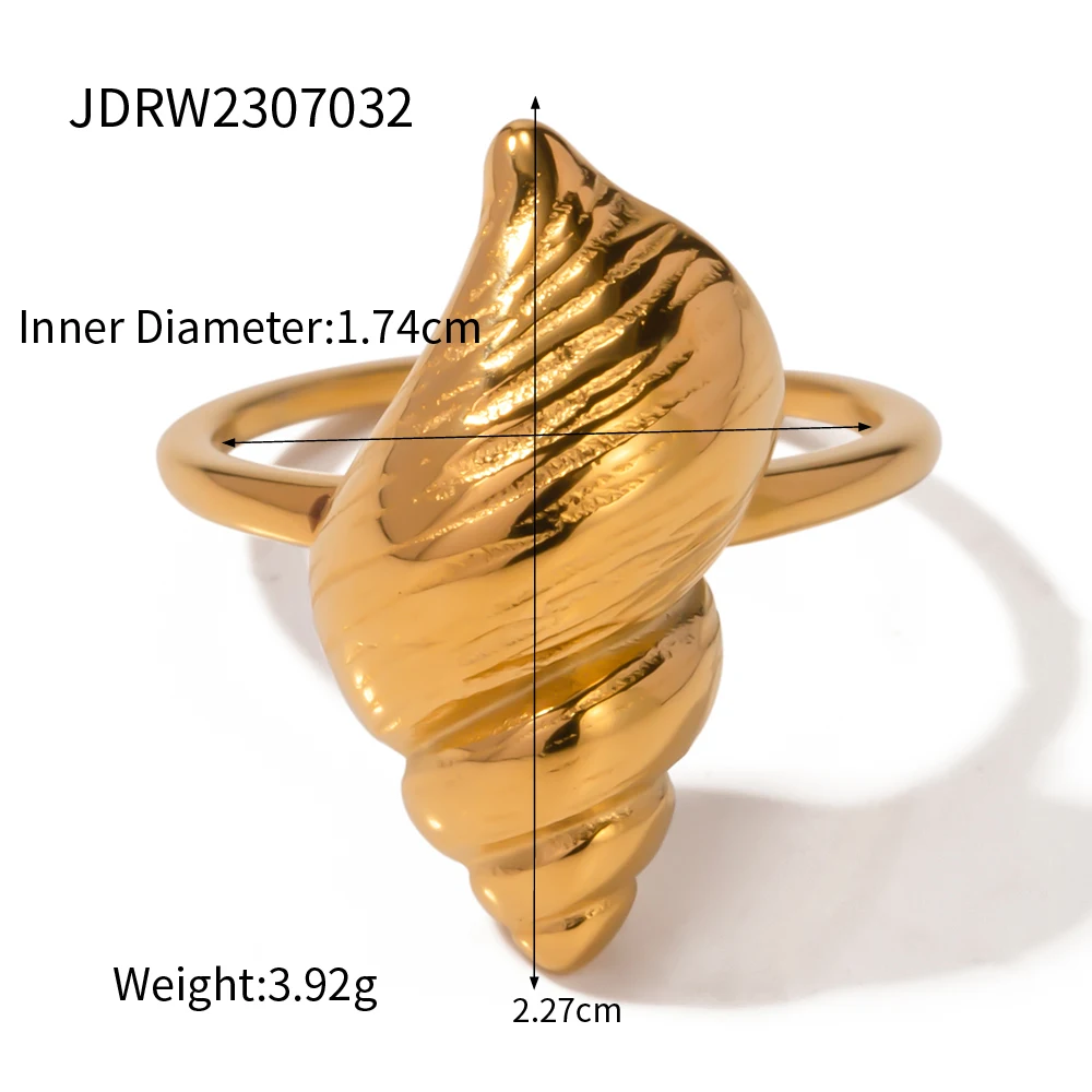 Jewelryposter Jewelry Summer 18K PVD Gold Plated Ocean Ring Gift Stainless Steel Conch Opening Ring for Women 2024 NEW