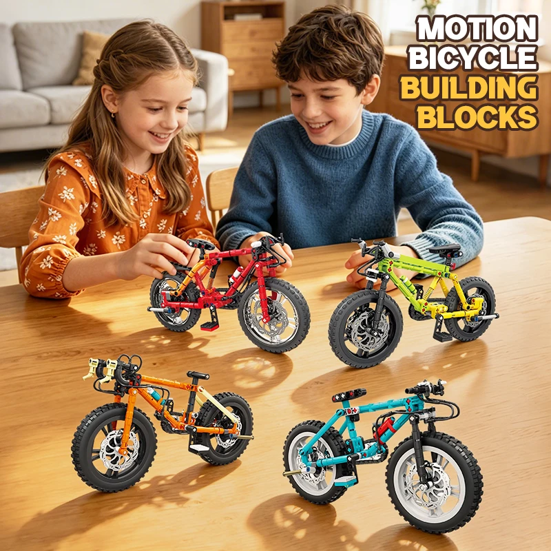 Mechanical Moving Bicycles Building Block Set Mountain Bike Model Toy For Children Home Decoration Birthday Gifts