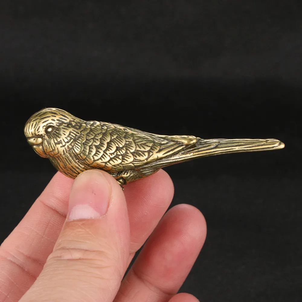 Do Old Solid Brass Magpie Decoration Children's Fun Tea Pet Arrangement Bird Sparrow Hand Collection of Antique Crafts