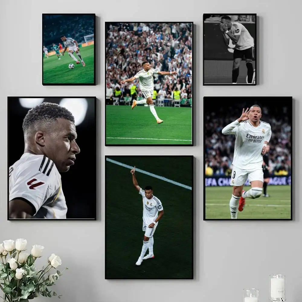 K-Kylian M-Mbappe Poster Self-adhesive Art Waterproof Paper Sticker Coffee House Bar Room Wall Decor