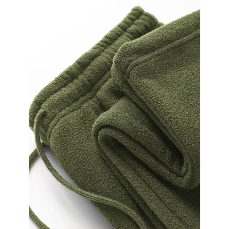 Vintage Thick Winter Casual Fleece Pants Men Wide leg Baggy Warm Sweatpants Male Drawing Jogger Pants Falls Trousers