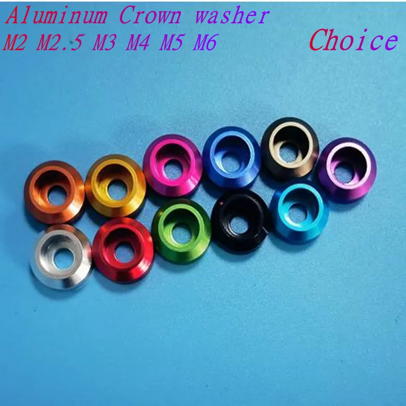5-10pcs M2 M2.5 M3 M4 M5 M6 Crown Washer Cap Aluminum Cone Washer Arm Dress-up Washers Anodized Decoration Washer