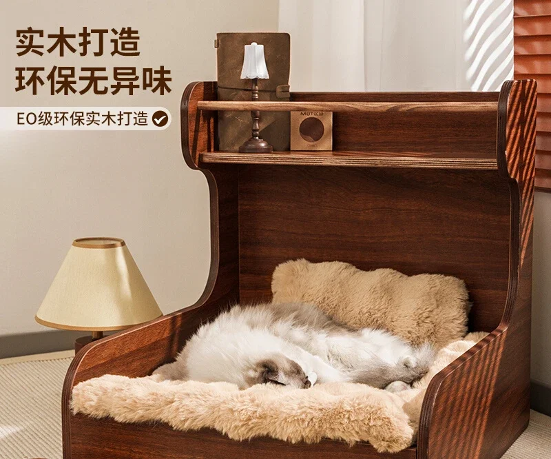 Solid wood cat nest to keep warm in winter
