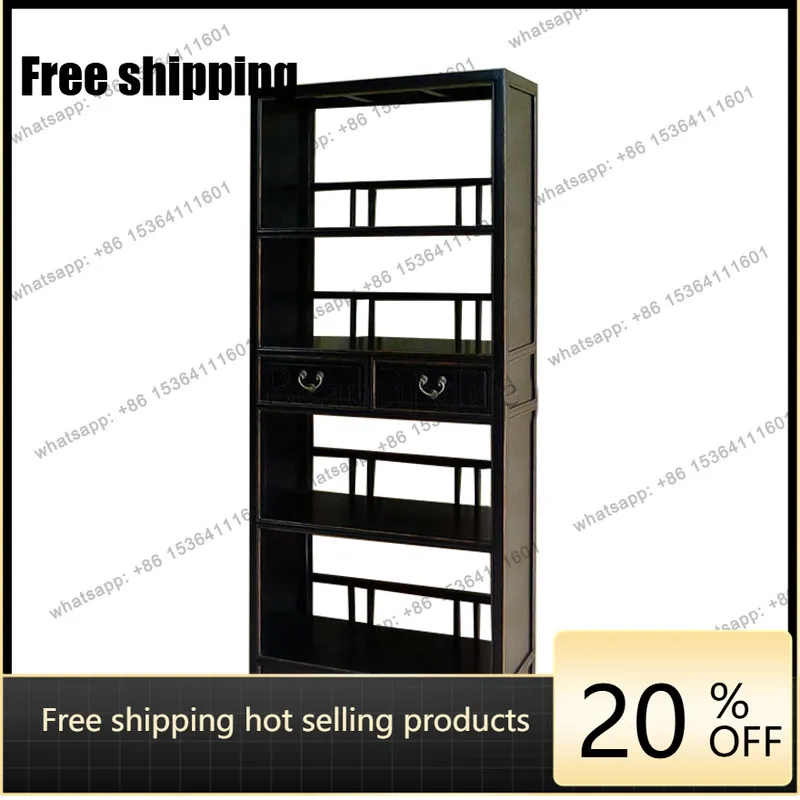 New Chinese antique bookshelf simple solid wood classical bookcase