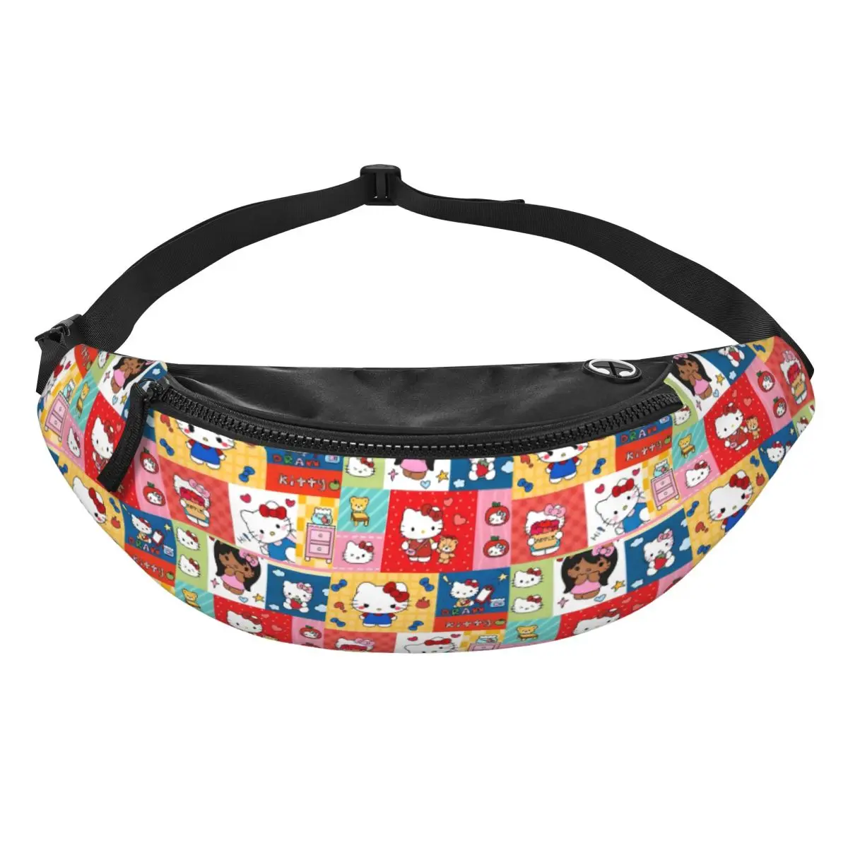 

Custom Cat-Cartoon Fanny Pack Men Women Anime Cartoon Crossbody Waist Bag for Travel Cycling Phone Money Pouch