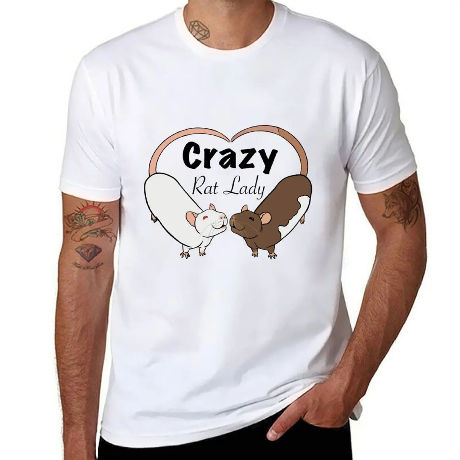 

Crazy Rat Lady Design T-Shirt man t shirts high quality luxury brand t shirt man casual T-Shirt