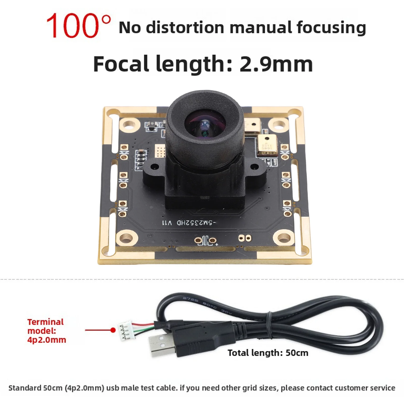 USB 카메라 모듈 5MP 픽셀 30FPS 100 °   광각 2K 해상도 비디오 웹캠 보드 IPC USB 인터페이스 웹캠 모듈용